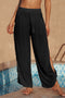 Black Lace Trim Along Split Leg Beach Cover Up Pants